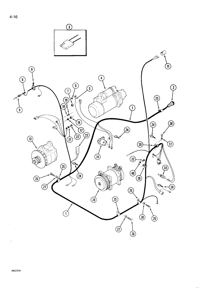Схема запчастей Case IH 9230 - (4-016) - ENGINE HARNESS (04) - ELECTRICAL SYSTEMS