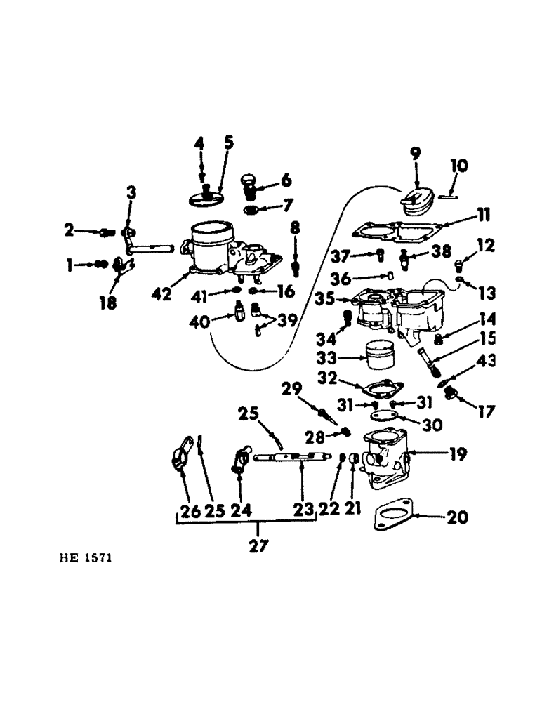 Схема запчастей Case IH 275 - (C-17) - 6 CYLINDER, 232 CARBURETED ENGINE, CARBURETOR, BENDIX (01) - ENGINE