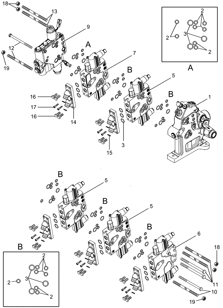 Схема запчастей Case IH MX245 - (08-22) - REMOTE HYDRAULIC VALVE STACK, ASN AJB363596 (08) - HYDRAULICS