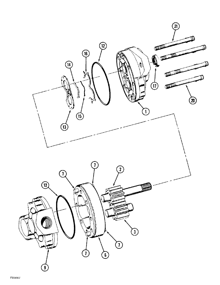 Схема запчастей Case IH 9370 QUADTRAC - (8-018) - HYDRAULIC GEAR PUMP ASSEMBLY, PRIOR TO P.I.N. JEE0071001 (08) - HYDRAULICS
