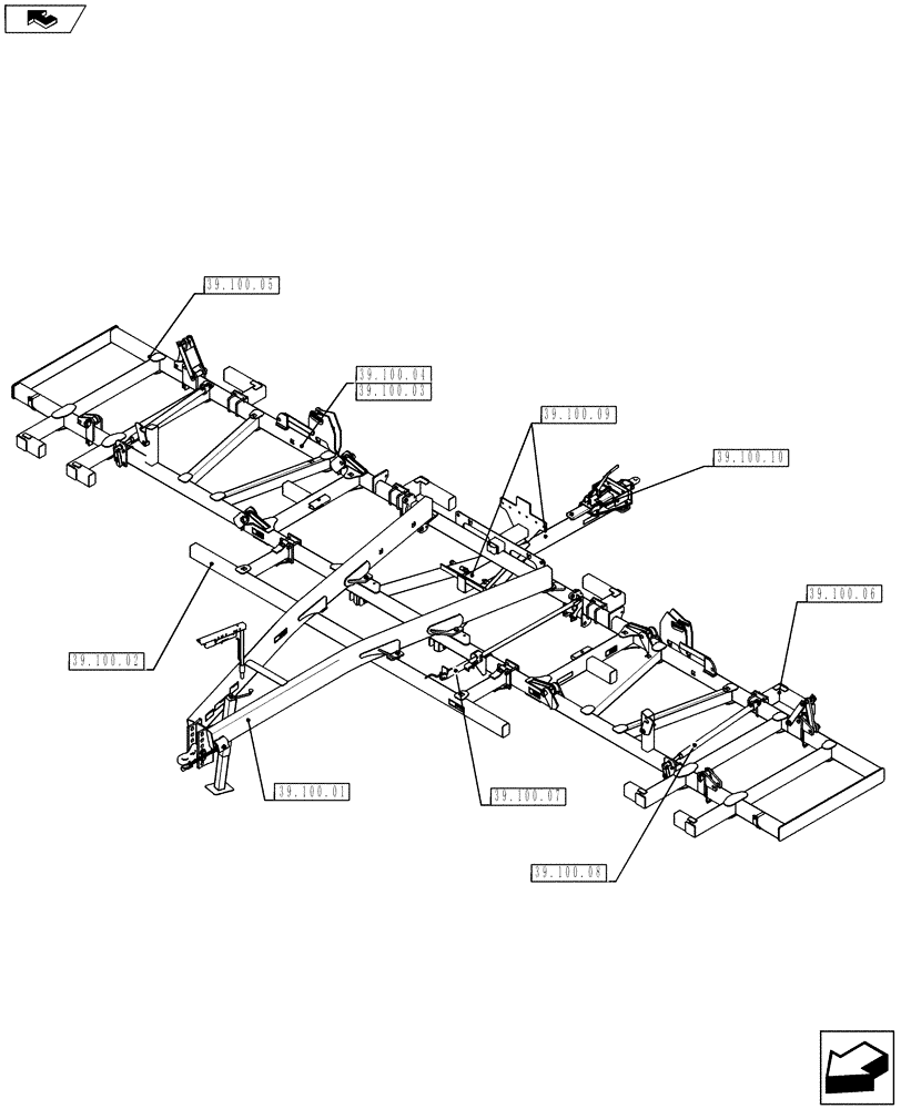 Схема запчастей Case IH 955 - (39.100.00) - FRAME INDEX (39) - FRAMES AND BALLASTING