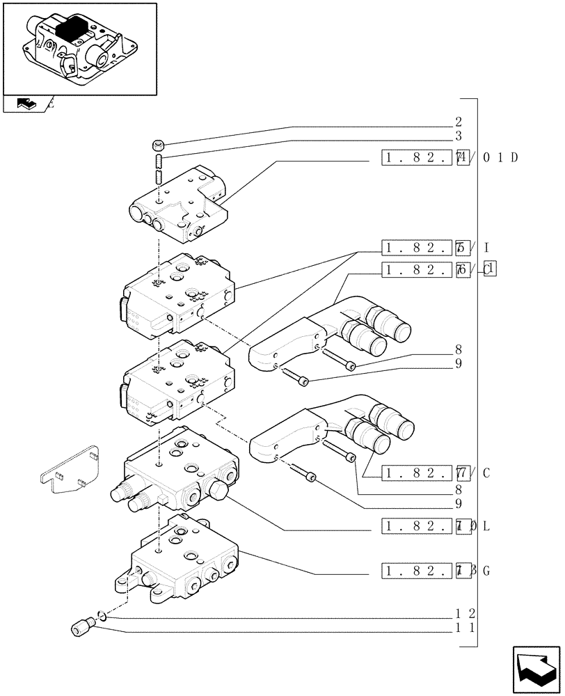 Схема запчастей Case IH PUMA 140 - (1.82.7/06A) - 2 CCLS (EDC) ELECTRONIC CONTROL VALVES WITH TRAILER BRAKE VALVE (EHS1) AND ASSOCIATED PARTS (VAR.330853) (07) - HYDRAULIC SYSTEM