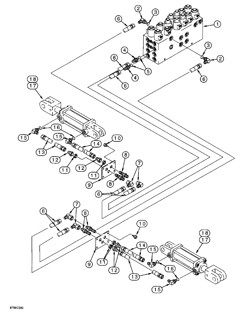 Схема запчастей Case IH 955 - (8-047A) - ROW MARKER HYDRAULIC SYSTEM, W/ HYDRAFORCE CONTROL VALVE 24 ROW NARROW FRONT FOLD PLANTERS BUILT SEP (08) - HYDRAULICS