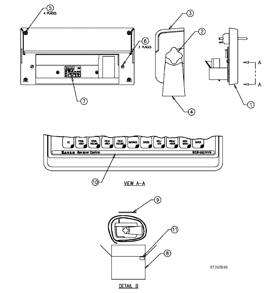 Схема запчастей Case IH SPX4410 - (11-049) - MOUNTING GROUP, RAVEN CONTROLLER Options