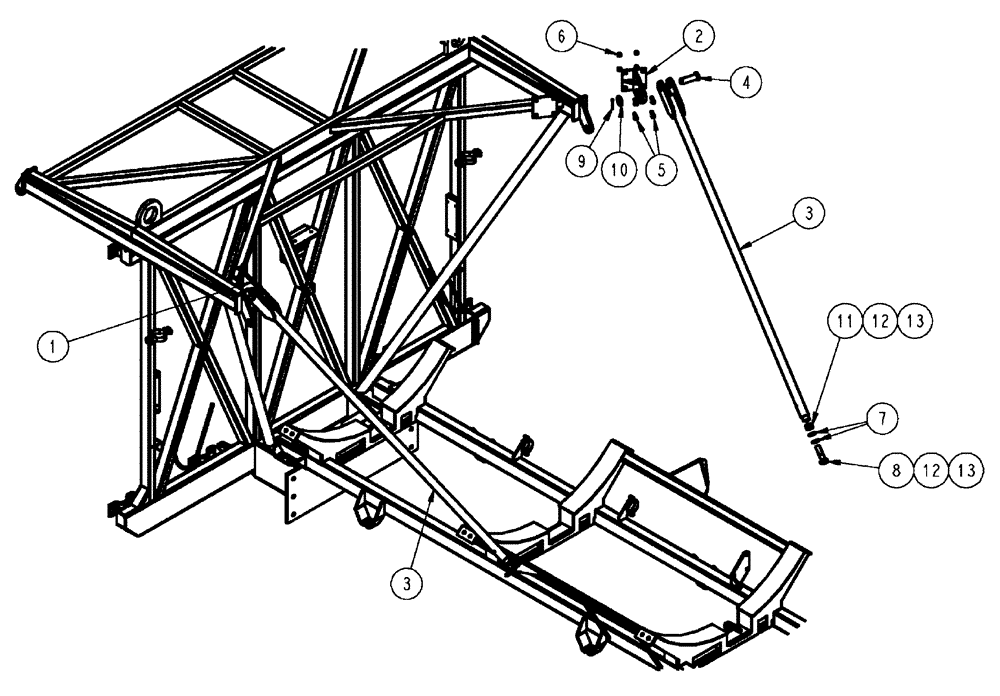 Схема запчастей Case IH FLX610 - (03-030) - MAST BRACE GROUP (09) - BOOMS