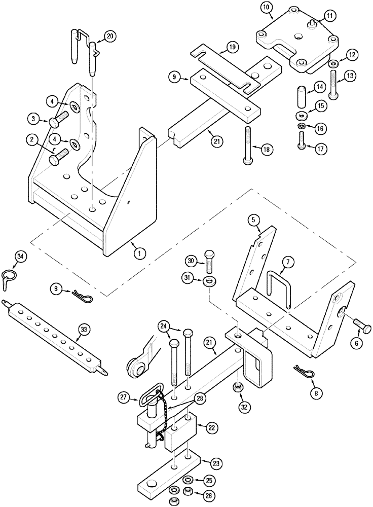 Схема запчастей Case IH C90 - (09-24) - DRAWBARS (09) - CHASSIS/ATTACHMENTS