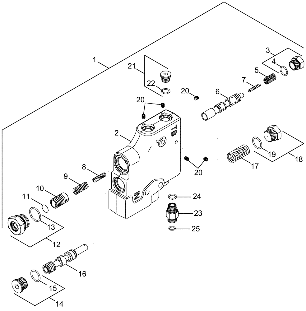 Схема запчастей Case IH MX305 - (07-12) - VALVE - HYDRAULIC TRAILER BRAKE (07) - BRAKES