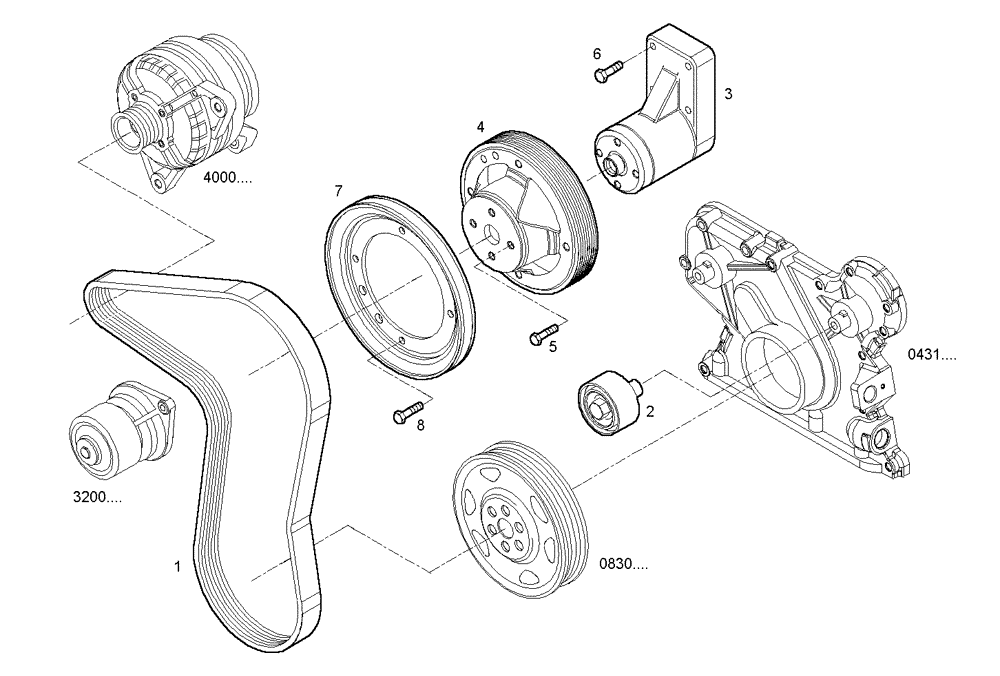 Схема запчастей Case IH F4BE0484F D601 - (3240.139) - PULLEYS AND BELTS 