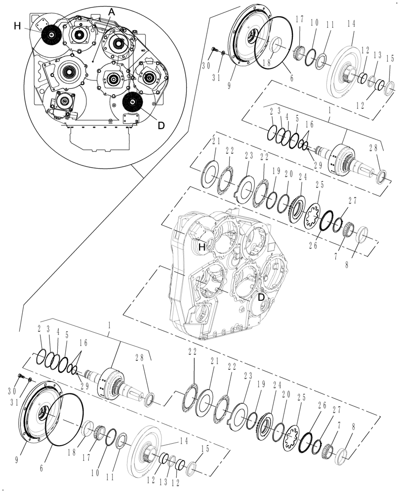 Схема запчастей Case IH AFX8010 - (C.10.B.42[5]) - PTO, CLUTCHES & VALVES, ENGINE GEARBOX C - Power Train