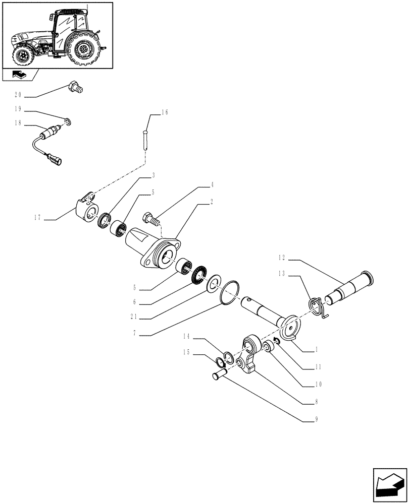 Схема запчастей Case IH FARMALL 105N - (1.65.6) - PARKING LOCK (VAR.331286-333286 / 743968) (05) - REAR AXLE