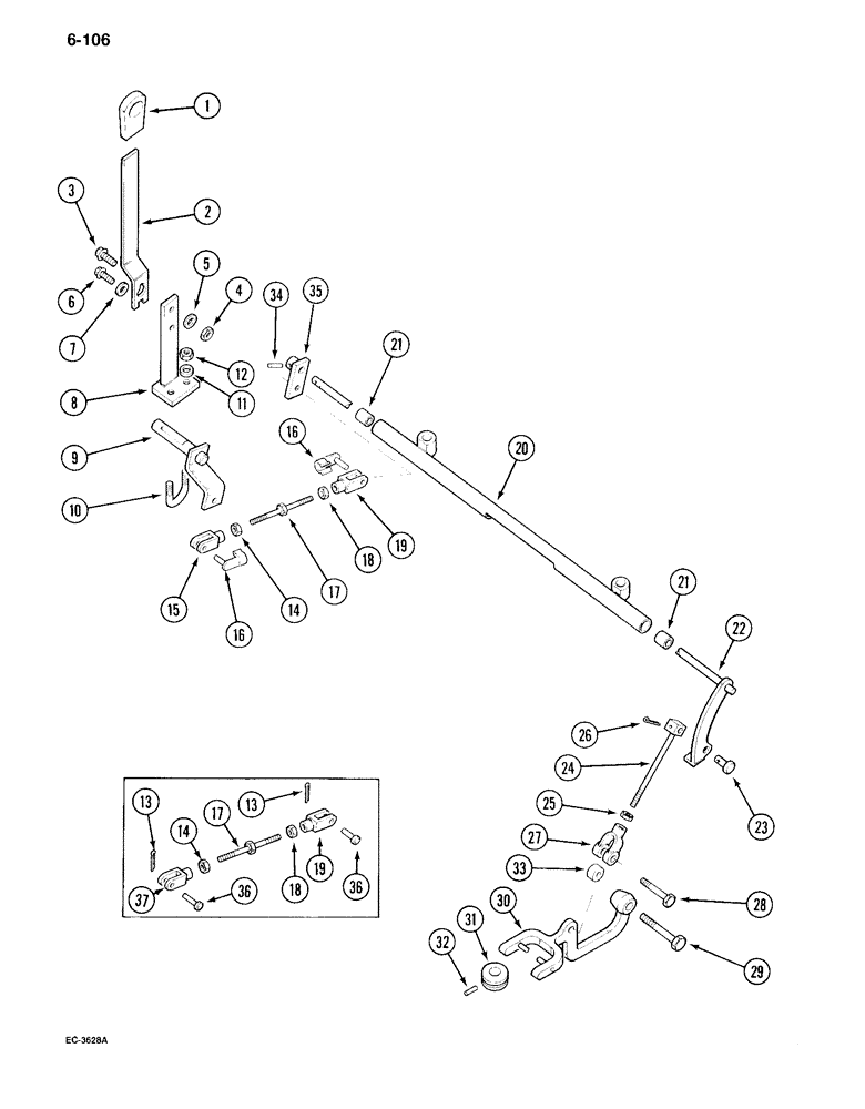 Схема запчастей Case IH 995 - (6-106) - POWER TAKE OFF CONTROL, TRACTOR WITH CAB (06) - POWER TRAIN