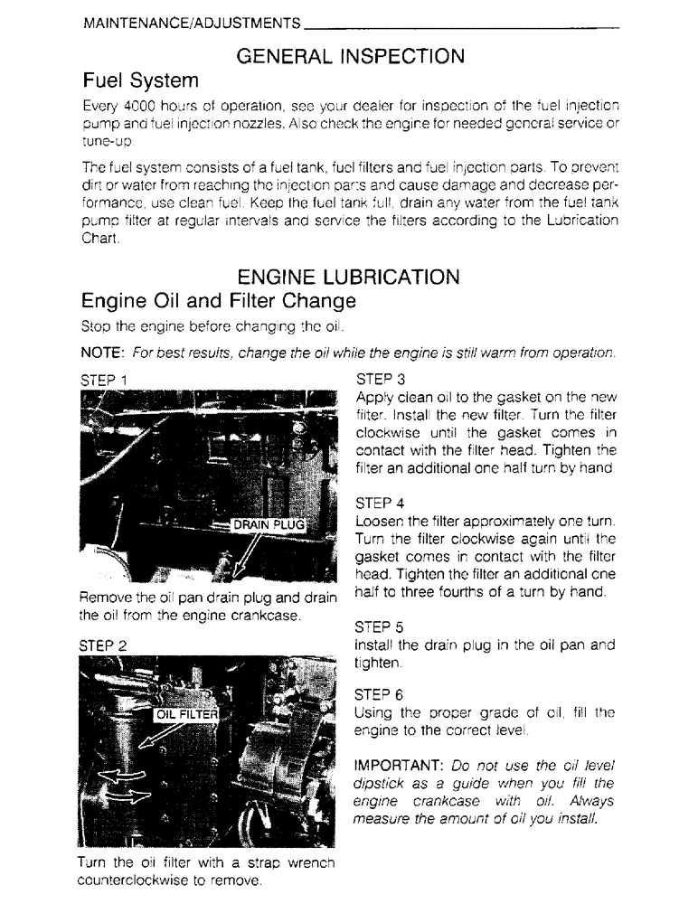 Схема запчастей Case IH 6830TA - (1-26) - MAINTENANCE, ADJUSTMENTS, GENERAL INSPECTION, ENGINE LUBRICATION 
