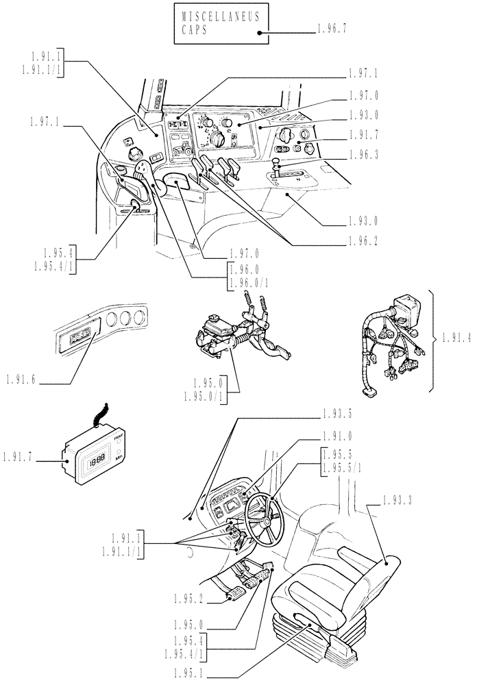 Схема запчастей Case IH MXM155 - (SEC. 10[02]) - DRIVERS COMPARTMENT (00) - GENERAL