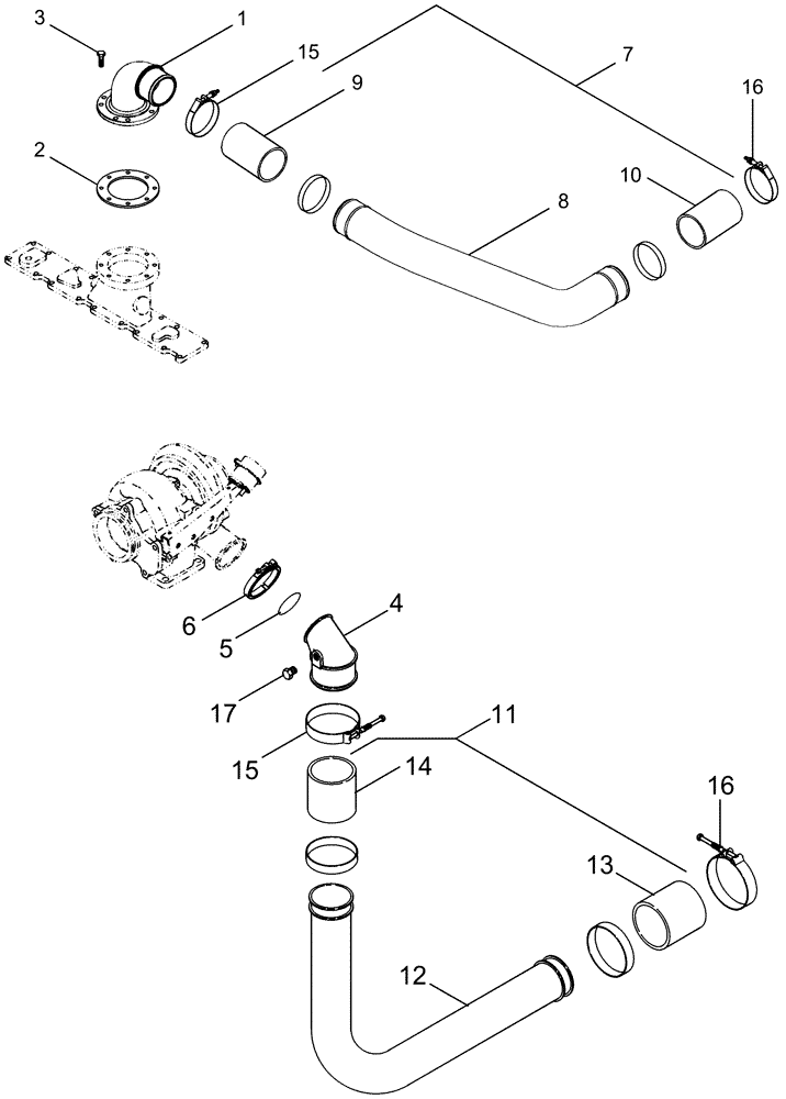 Схема запчастей Case IH 2388 - (02-12) - INTAKE SYSTEM, CHARGE AIR COOLER - BSN HAJ0295001 AND ALL CIS MARKETS (01) - ENGINE