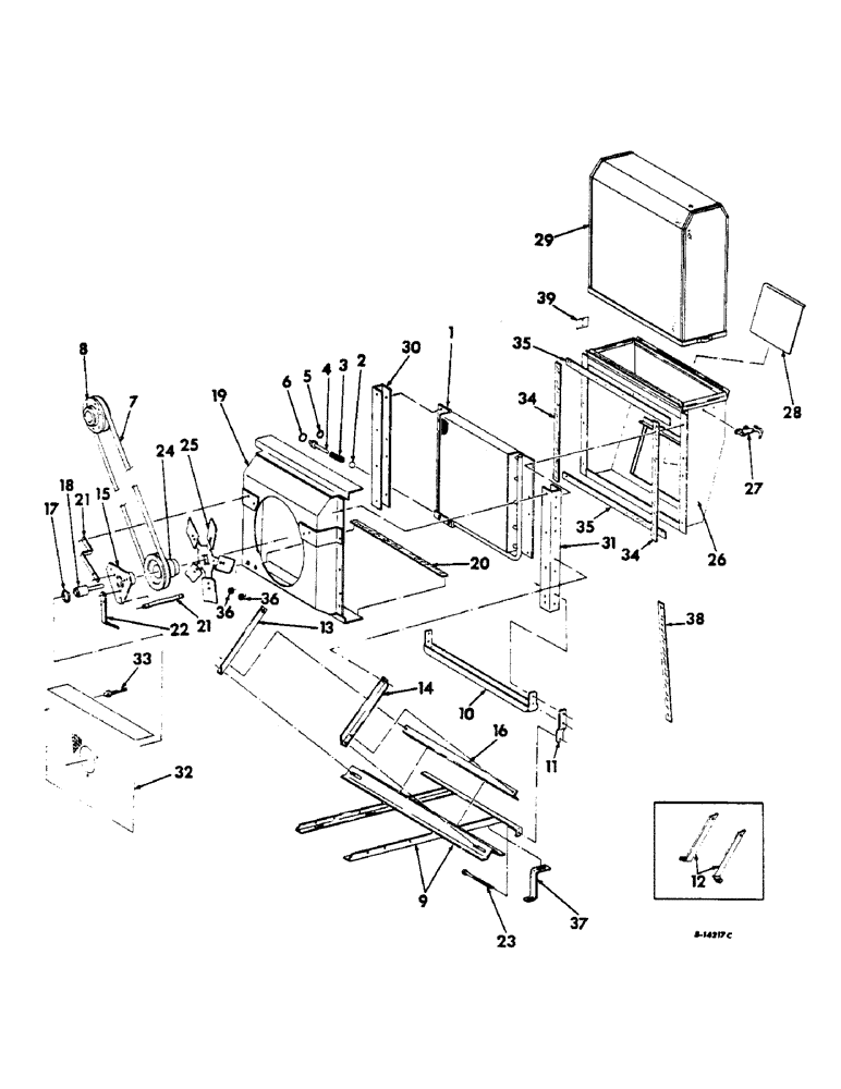 Схема запчастей Case IH 303 - (182) - OIL COOLER, FAN, FRAME, SCREEN AND SHROUD, FOR HYDROSTATIC GROUND DIVE (35) - HYDRAULIC SYSTEMS