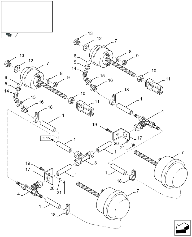 Схема запчастей Case IH LBX332S - (05.18[01]) - PNEUMATIC BRAKES - TANDEM AXLE (05) - AXLE