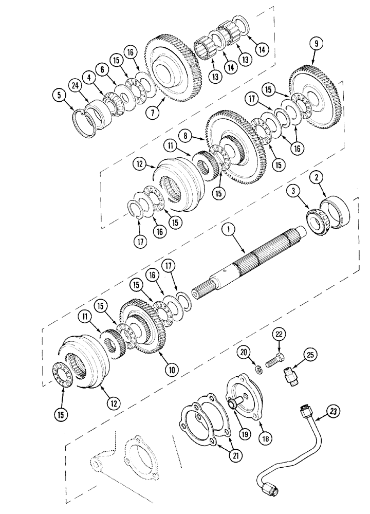 Схема запчастей Case IH MX120 - (06-05) - SPEED TRANSMISSION - DROP SHAFT - SYNCHROMESH (06) - POWER TRAIN