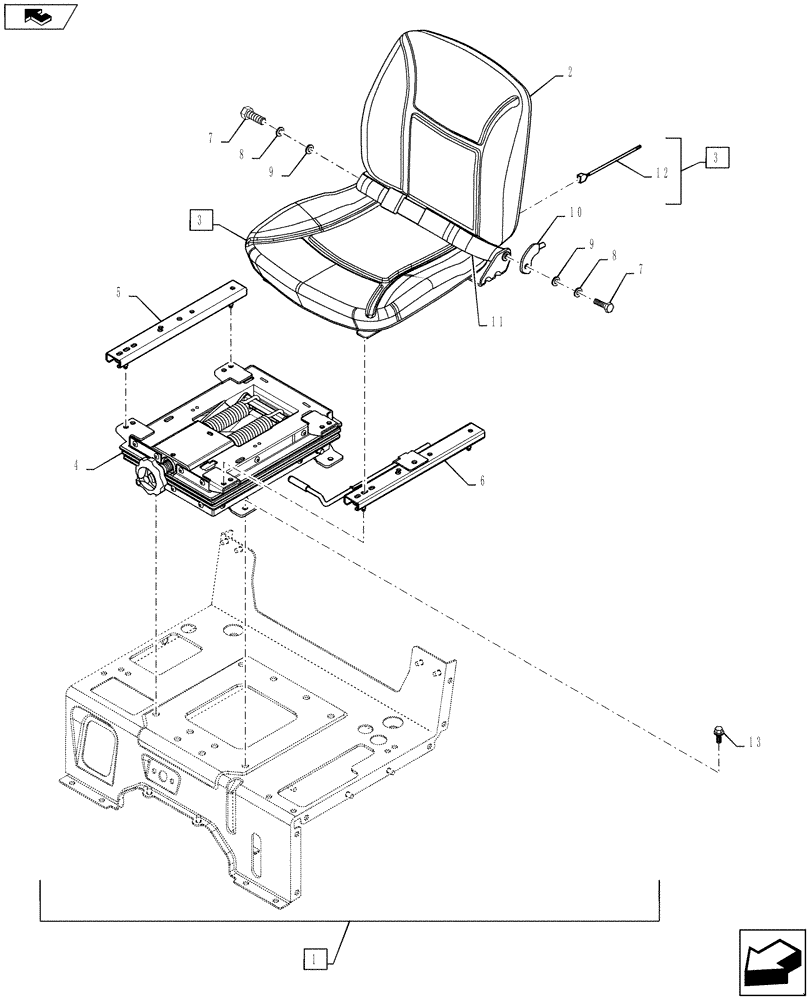 Схема запчастей Case IH FARMALL 50B - (90.120.02) - SEAT - HST (90) - PLATFORM, CAB, BODYWORK AND DECALS