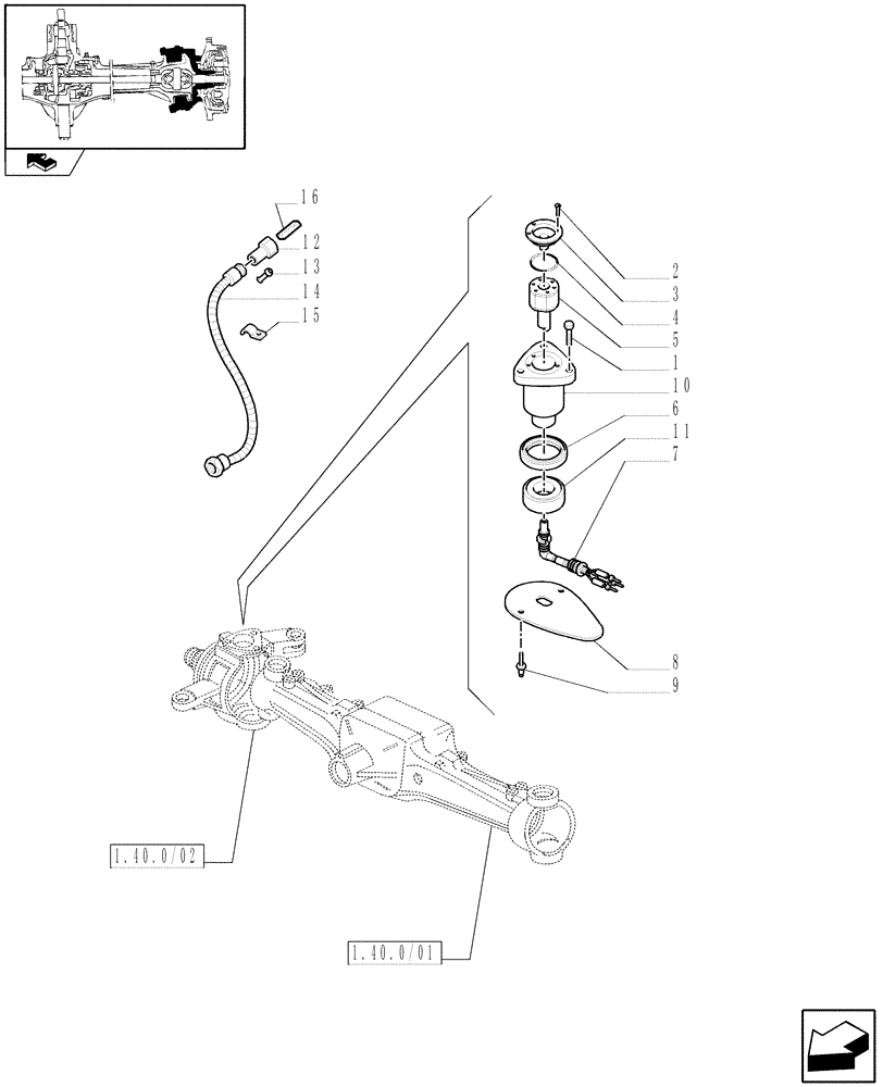 Схема запчастей Case IH MAXXUM 120 - (1.75.0[03]) - FRONT AXLE WITH STEERING SENSOR - SENSOR AND RELATED PARTS (06) - ELECTRICAL SYSTEMS