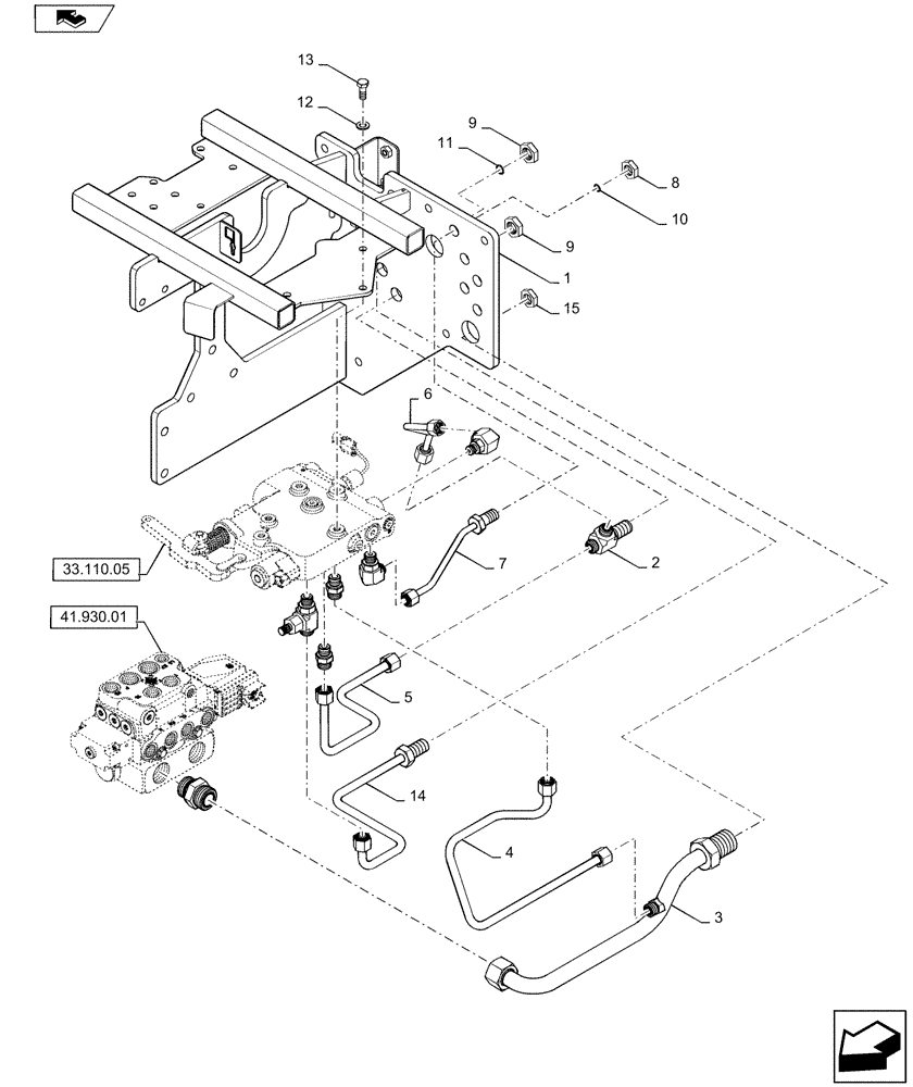 Схема запчастей Case IH STEIGER 550 - (33.110.01) - PARK BRAKE - HYDRAULICS - WHEELED (NORTH AMERICA) (33) - BRAKES & CONTROLS