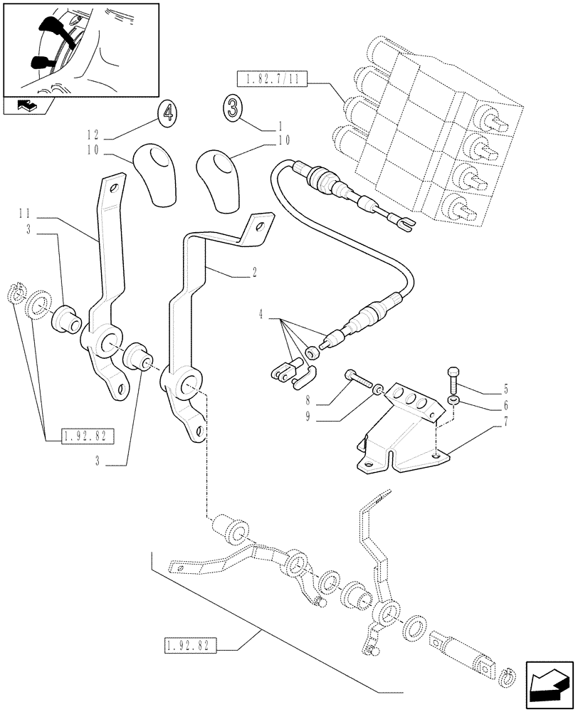 Схема запчастей Case IH FARMALL 85C - (1.92.82/09) - 4 REAR REMOTE VALVES FOR MDC - LEVERS (VAR.330165) (10) - OPERATORS PLATFORM/CAB