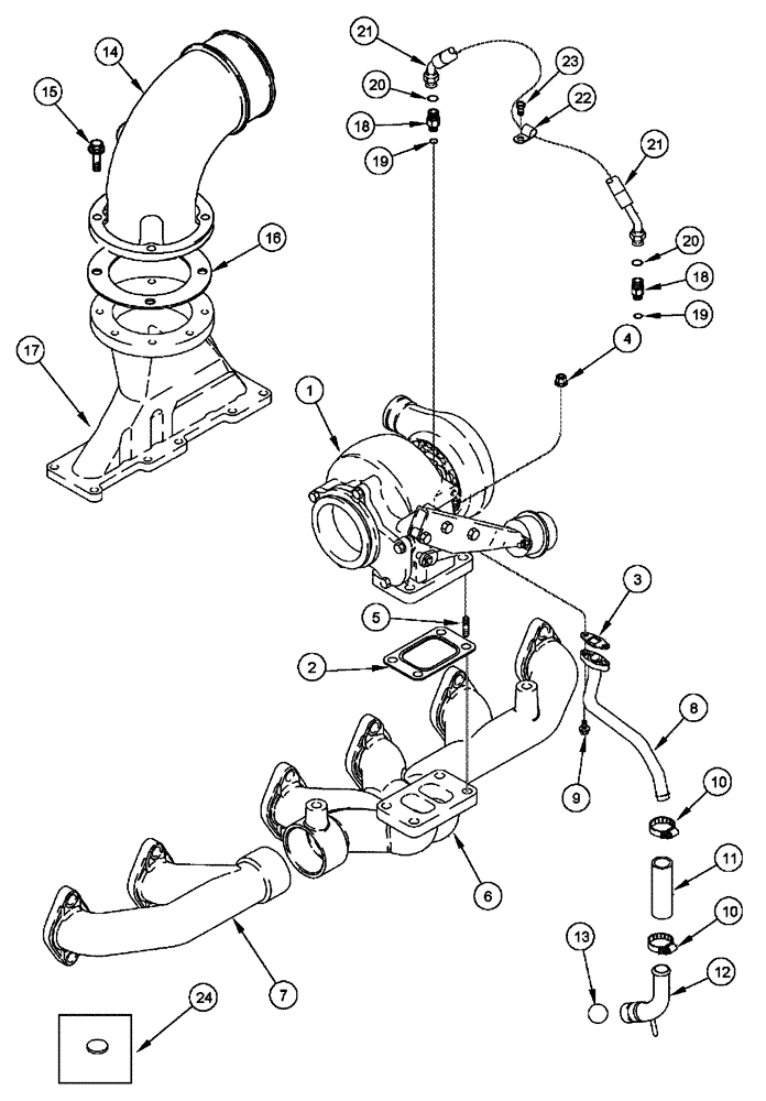 Схема запчастей Case IH SPX4410 - (03-008) - TURBOCHARGER SYSTEM (01) - ENGINE