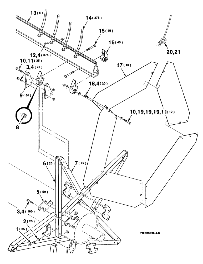 Схема запчастей Case IH 8820 - (3-20) - REEL ASSEMBLY, 25 FOOT, PICKUP WITH ROLLER BEARING, TO BE ORDERED THRU WHOLEGOODS ONLY (09) - CHASSIS