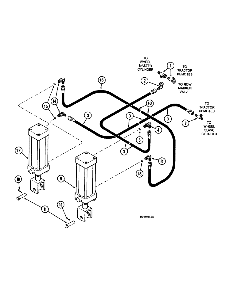 Схема запчастей Case IH 955 - (8-068) - AUXILIARY DRIVE WHEEL HYDRAULIC SYSTEM, 6 ROW NARROW - RIGID (08) - HYDRAULICS