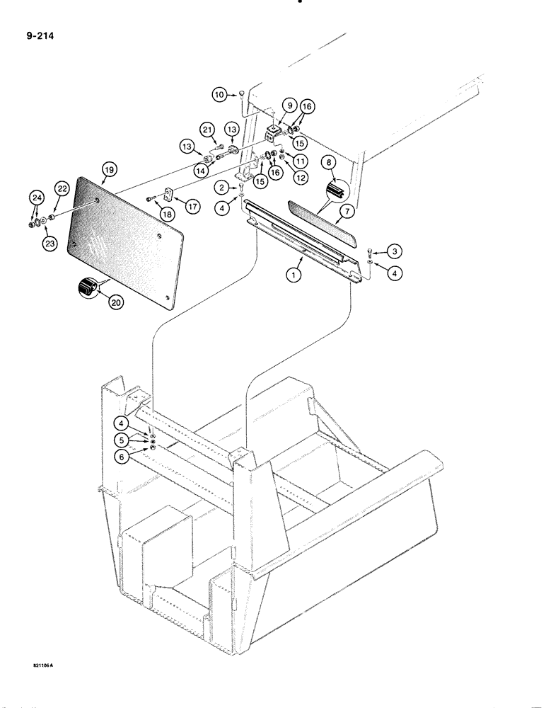 Схема запчастей Case IH 1835B - (9-214) - REAR WINDOW AND MOUNTING (09) - CHASSIS/ATTACHMENTS