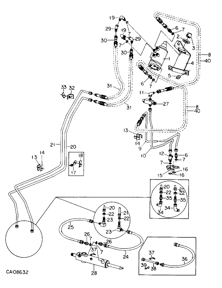 Схема запчастей Case IH 3688 - (10-16) - HYDRAULICS, HYDRAULIC POWER STEERING CONNECTIONS, 3688 AND 3688HC TRACTORS (07) - HYDRAULICS