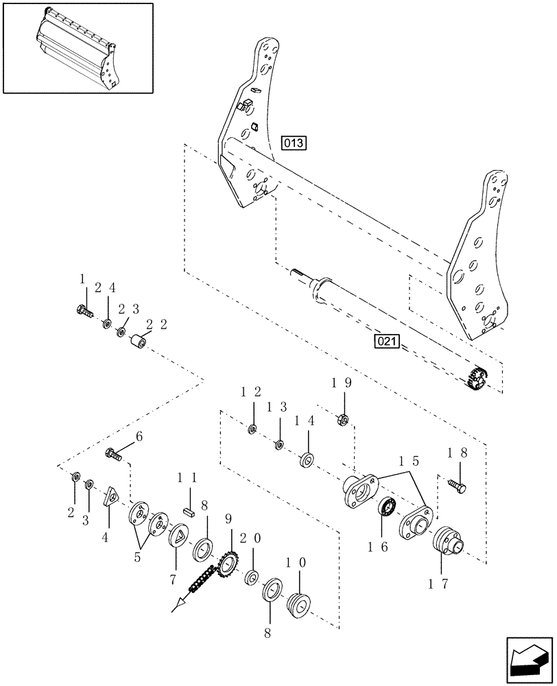 Схема запчастей Case IH RBX461 - (022) - PIVOT ROLLER, CLUTCH & DRIVE (62) - PRESSING - BALE FORMATION