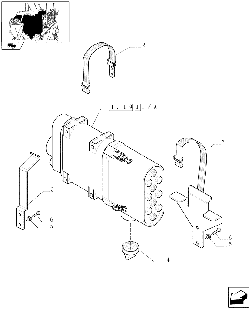 Схема запчастей Case IH FARMALL 85N - (1.19.1[03]) - DRY AIR CLEANER & RELATED PARTS (02) - ENGINE EQUIPMENT