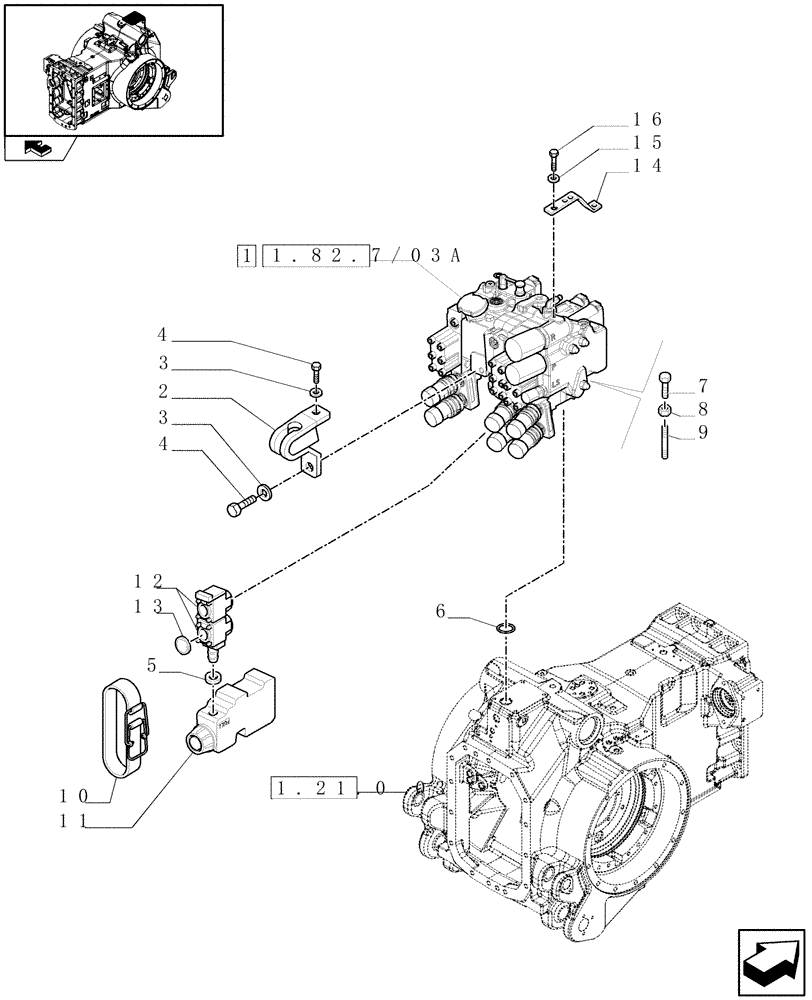 Схема запчастей Case IH PUMA 165 - (1.82.7/03) - (VAR.683) REAR ELECTRONIC REMOTE CONTROL VALVES WITH 3 ELEMENTS AND POWER BEYOND (07) - HYDRAULIC SYSTEM