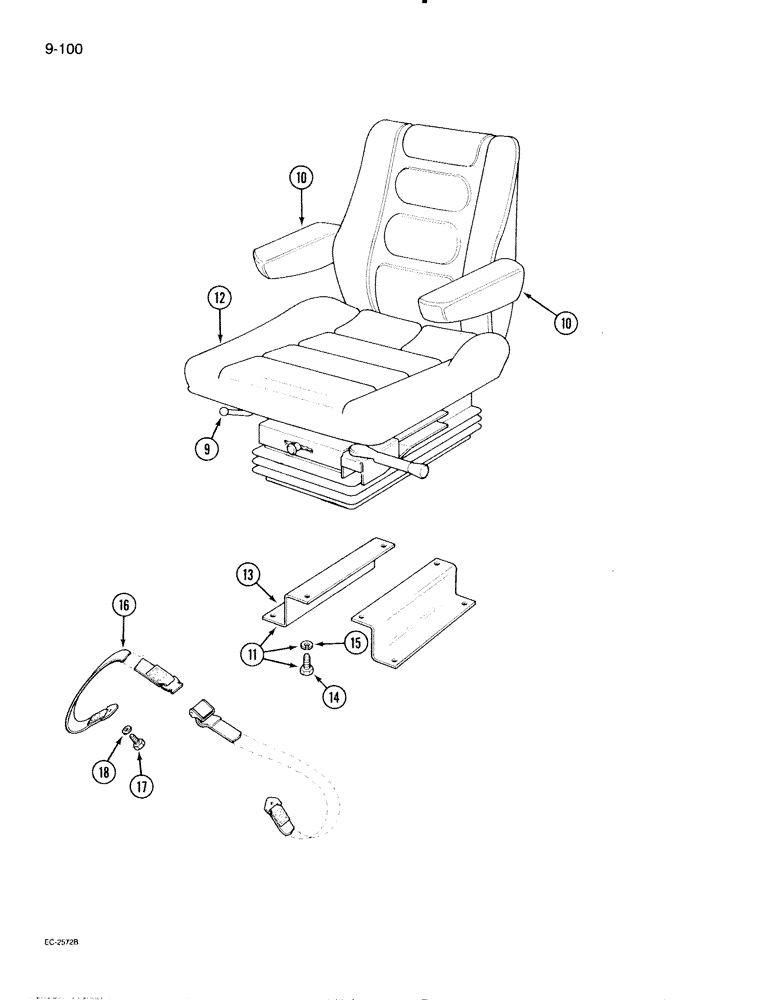 Схема запчастей Case IH 595 - (9-100) - SUSPENSION SEAT, TRACTOR WITH CAB (09) - CHASSIS/ATTACHMENTS