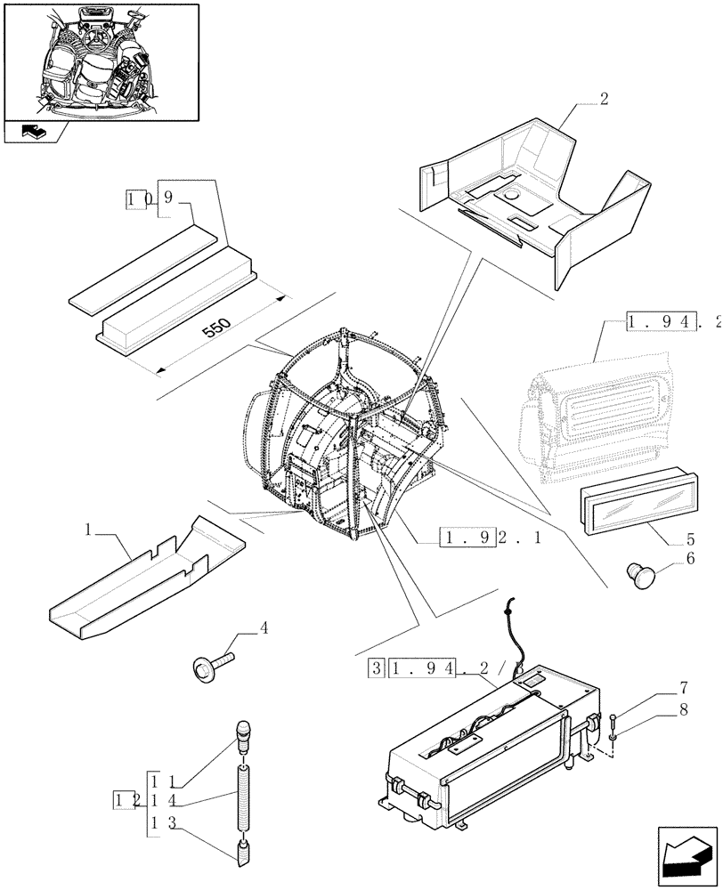 Схема запчастей Case IH PUMA 140 - (1.94.2[03]) - HEATING/AIR CONDITIONING - AIR CONDITIONER AND RELATED PARTS (10) - OPERATORS PLATFORM/CAB