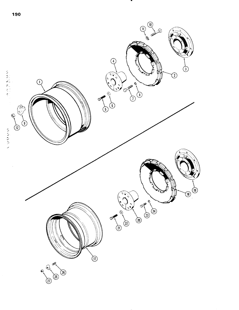 Схема запчастей Case IH 1090 - (190) - REAR WHEELS WITH 34 INCH RIMS (08) - HYDRAULICS