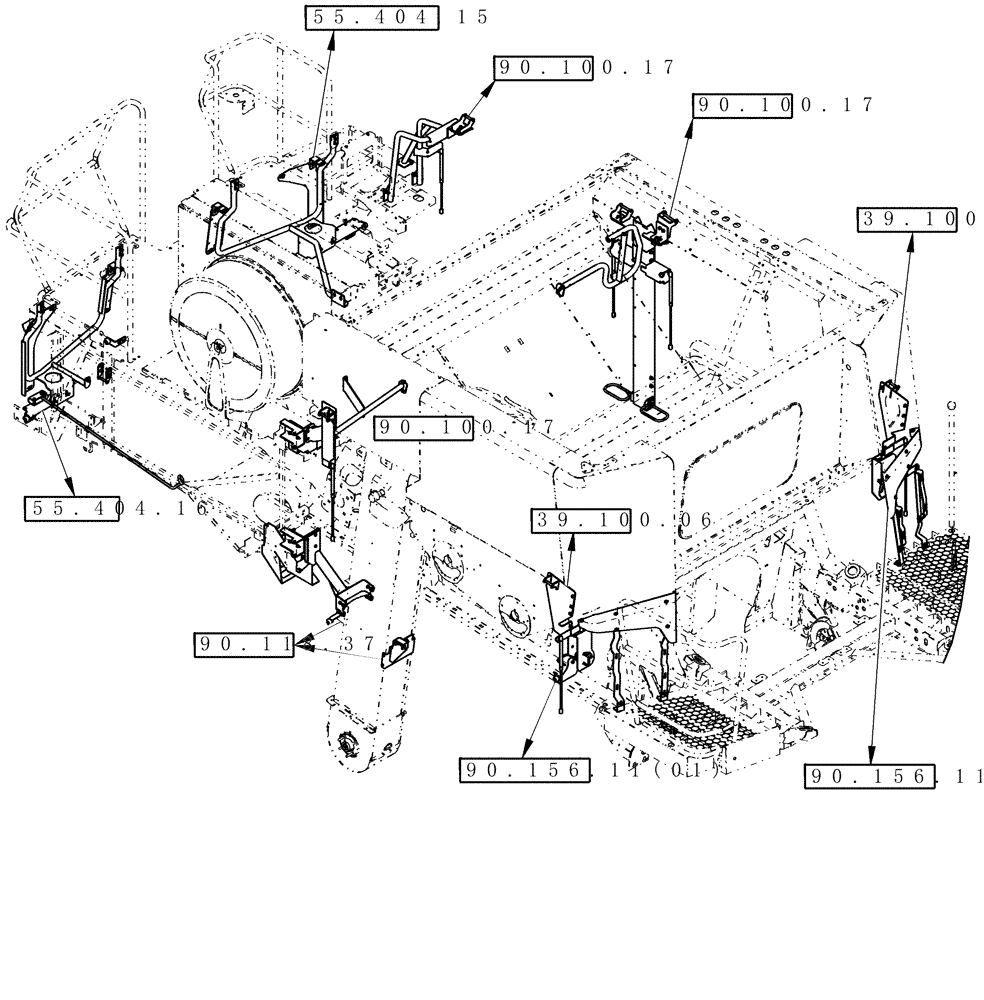 Схема запчастей Case IH 8230 - (00.000.90[02]) - PICTORIAL INDEX - BODY PANEL MOUNTS & HINGES (00) - GENERAL & PICTORIAL INDEX
