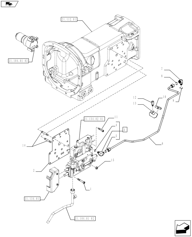 Схема запчастей Case IH FARMALL 65C - (21.104.01[01]) - HYDRAULIC GEAR BOX CONTROLS (POWER SHUTTLE 12X12 GROUND SPEED) - PIPES - ISO (VAR.331069 / 743557) (21) - TRANSMISSION