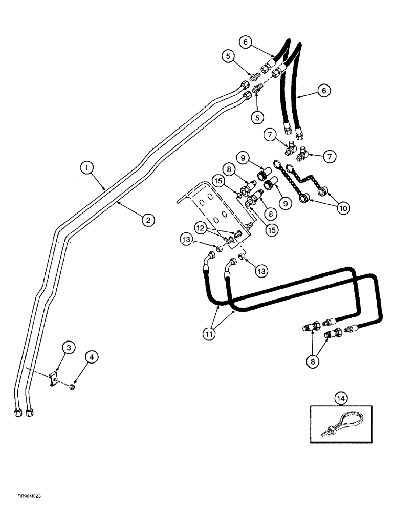 Схема запчастей Case IH 890 - (8-40) - MID MOUNT THIRD FUNCTION KIT (08) - HYDRAULICS