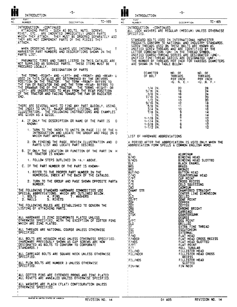 Схема запчастей Case IH 4366 - (01-05) - INTRODUCTION (00) - GENERAL