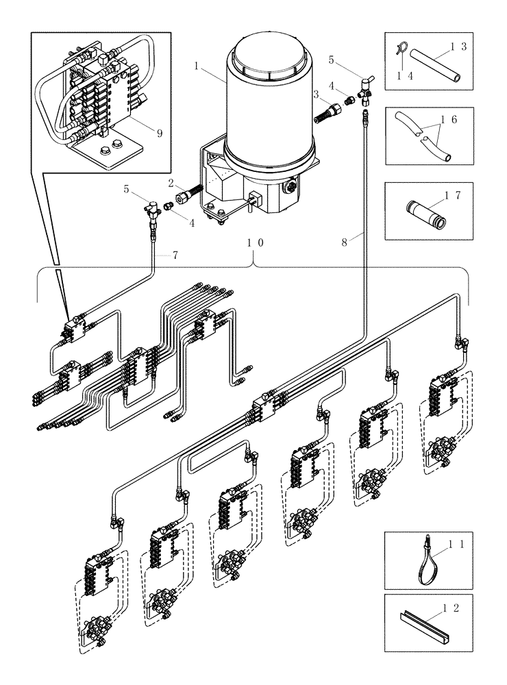 Схема запчастей Case IH CPX620 - (09A-43) - AUTOMATIC LUBRICATION SYSTEM (13) - PICKING SYSTEM