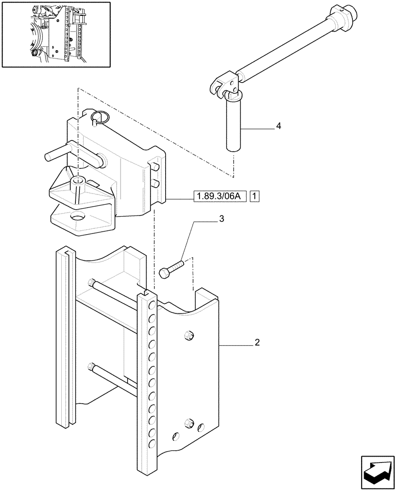 Схема запчастей Case IH JX1095C - (1.89.3/06[01]) - (VAR.897) SWIVEL HOOK FOR EEC, VERTICAL ADJUST SLIDING - C5625 (09) - IMPLEMENT LIFT