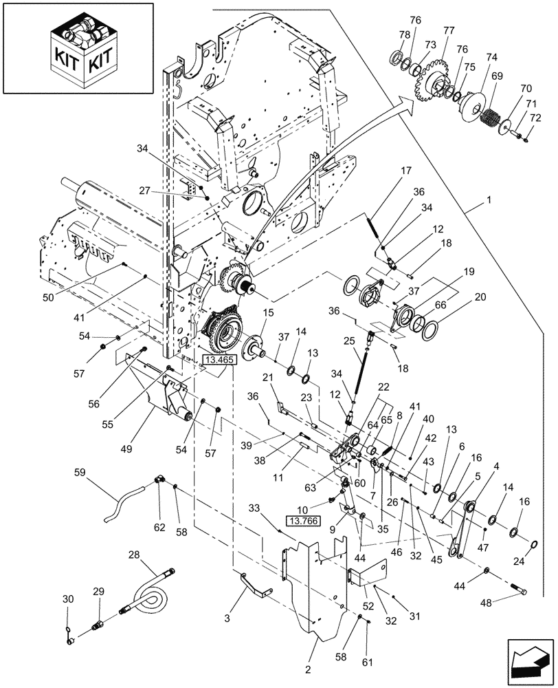 Схема запчастей Case IH RB464 - (18.98) - DIA KIT, HYDRAULIC ROTOR FEEDER REVERSE (18) - ACCESSORIES