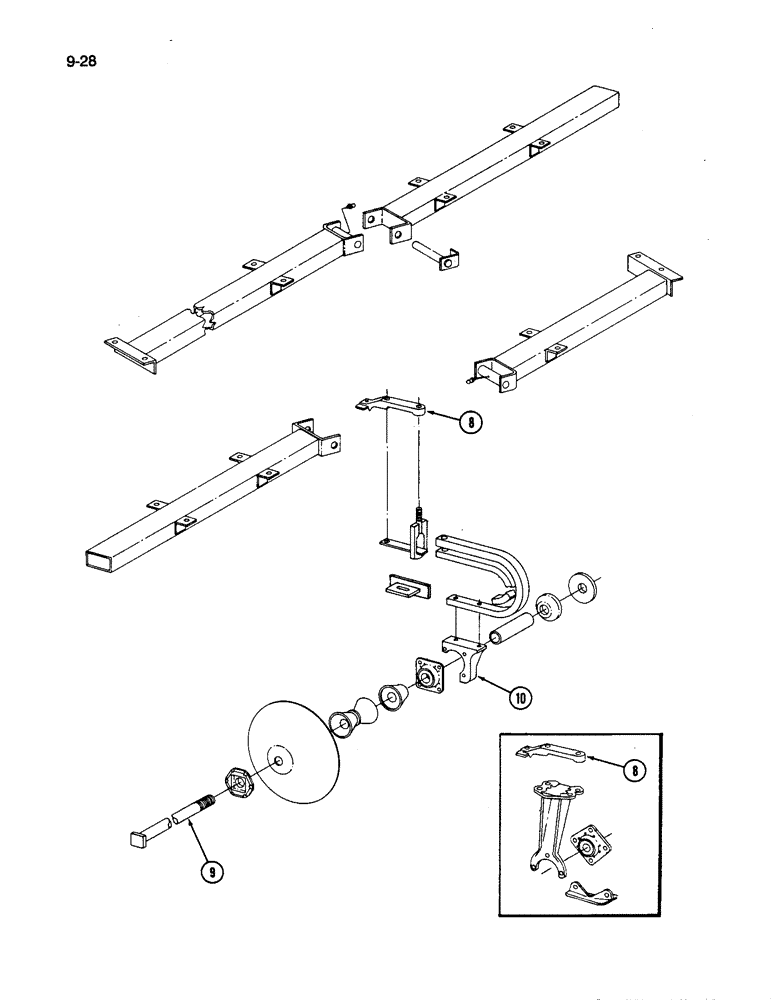 Схема запчастей Case IH 496 - (9-28) - DISC AND GANG 1-1/2 INCH ROUND ARBOR BOLT (09) - CHASSIS/ATTACHMENTS