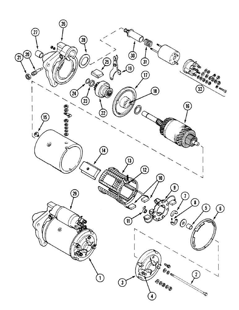Схема запчастей Case IH 1494 - (4-070) - STARTER ASSEMBLY - COLD CLIMATES ONLY, PRIOR TO P.I.N. 11192854 (04) - ELECTRICAL SYSTEMS