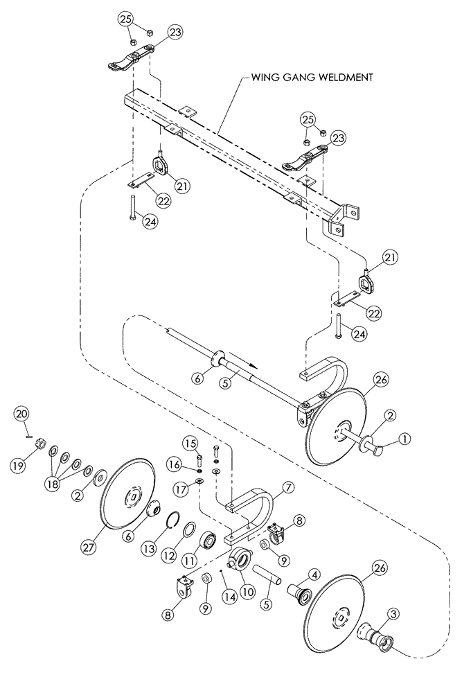 Схема запчастей Case IH 340 - (75.200.13) - 9 IN CUSHION WING GANG PARTS (75) - SOIL PREPARATION