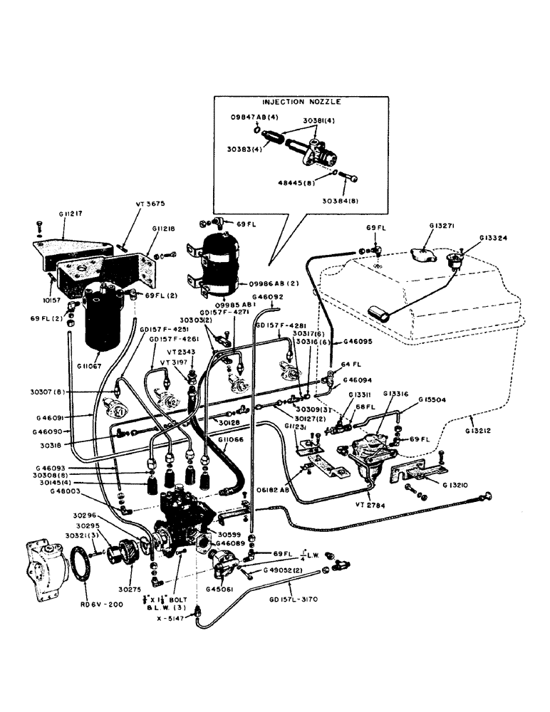 Схема запчастей Case IH 320 - (036) - DIESEL ENGINE, FUEL SYSTEM, FUEL INJECTION PUMP, FUEL INJECTION TUBES AND NOZZLES (03) - FUEL SYSTEM