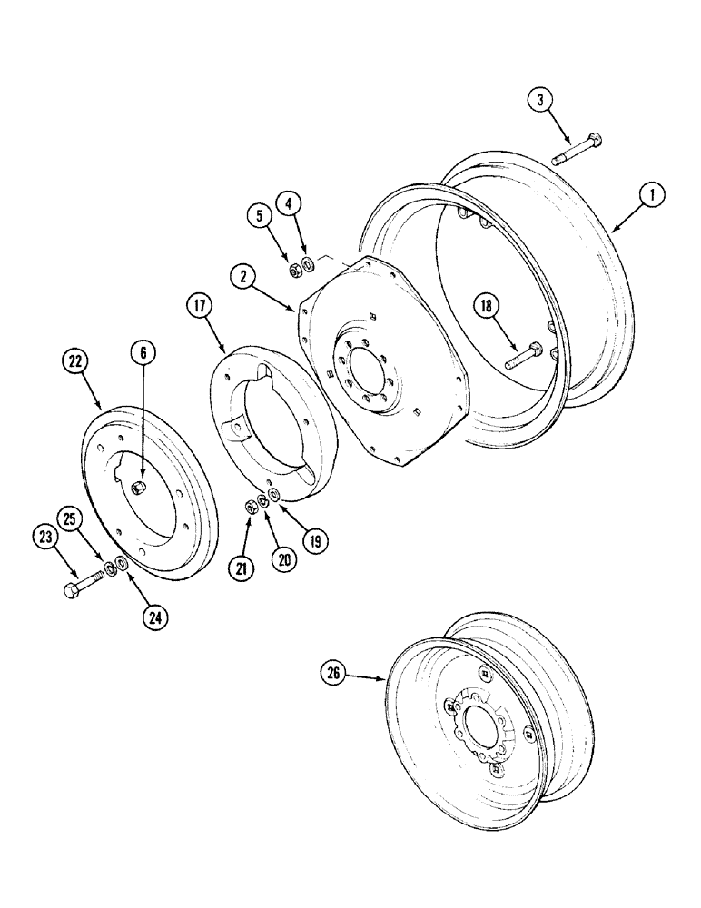 Схема запчастей Case IH 1394 - (6-260) - REAR WHEELS AND BALLAST WEIGHTS (06) - POWER TRAIN