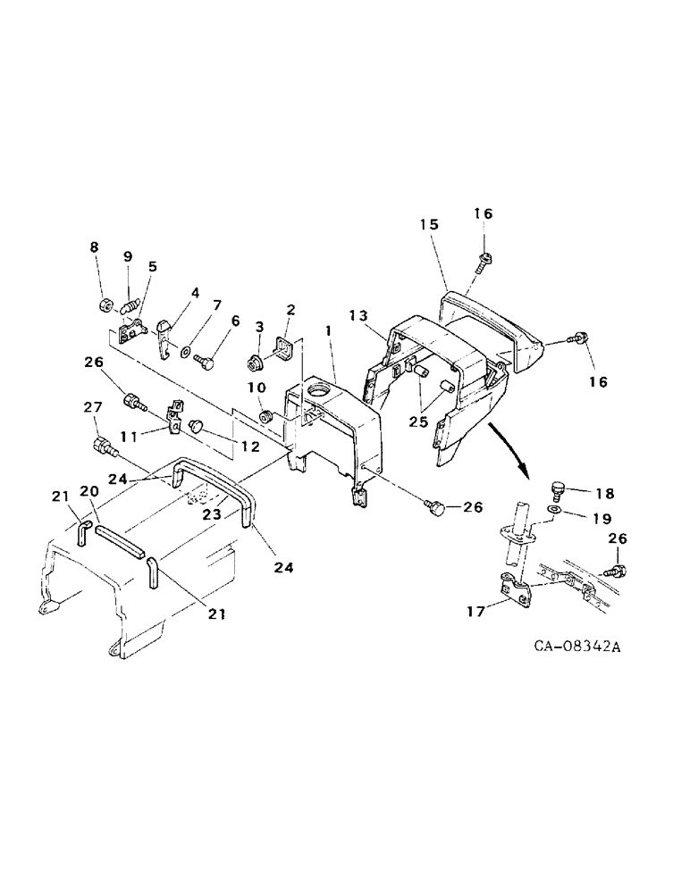 Схема запчастей Case IH 254 - (13-07) - SUPERSTRUCTURE, HOOD SEALS, INSTRUMENT PANEL AND FUEL TANK COVER, 244 AND 254 (05) - SUPERSTRUCTURE