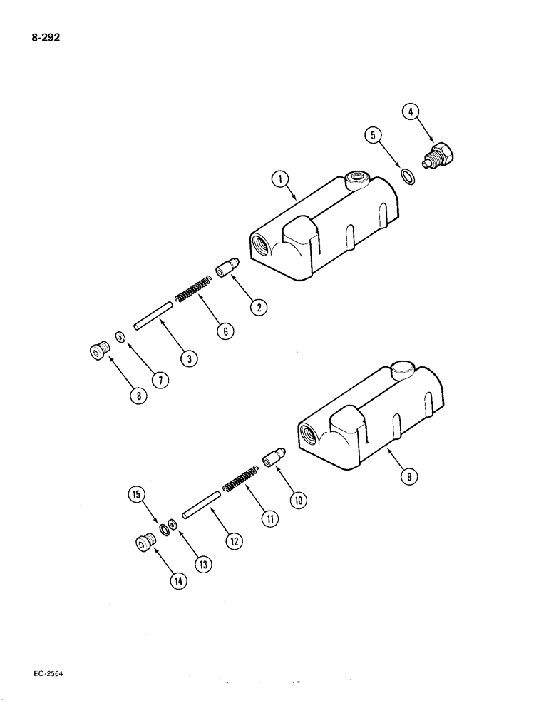 Схема запчастей Case IH 385 - (8-292) - REGULATOR VALVES, TRACTORS P.I.N. 18001 AND AFTER (08) - HYDRAULICS